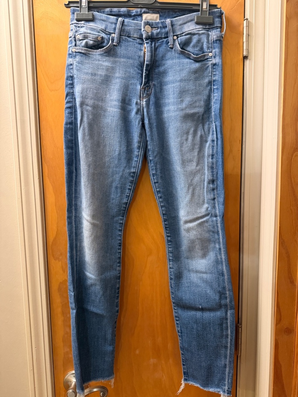 MOTHER Skinny Jeans in Light Blue Wash